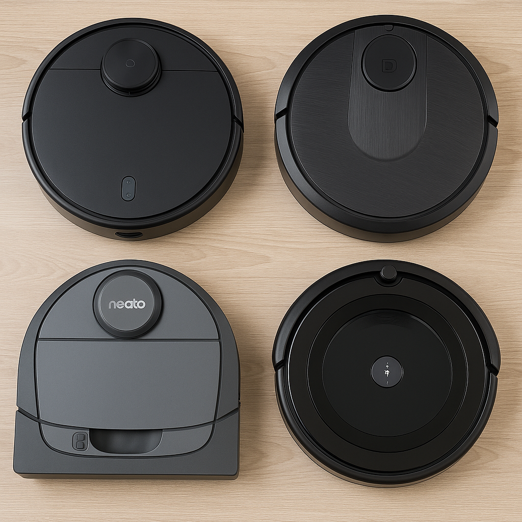 Smart robot vacuum in UK home responding to Alexa voice command