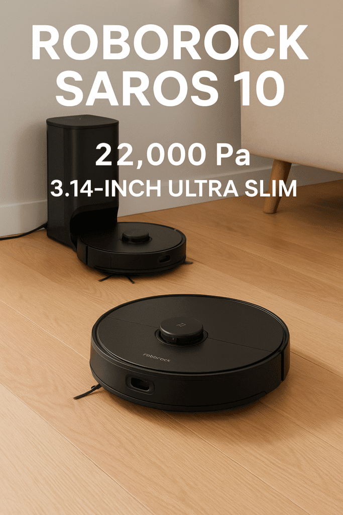 Roborock Saros 10 robot vacuum with 22,000 Pa suction