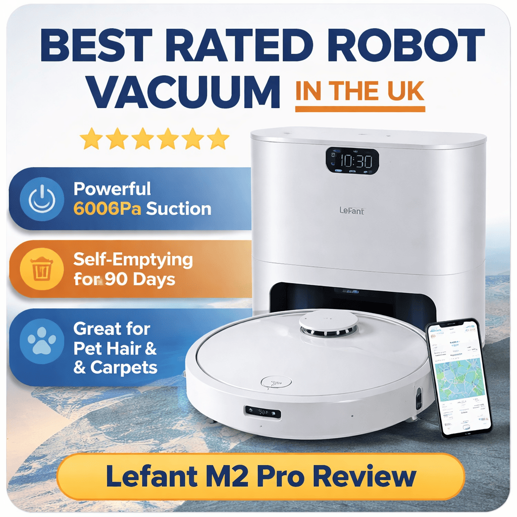 Best rated robot vacuum in the UK Lefant M2 Pro self-emptying robot vacuum cleaner with mop