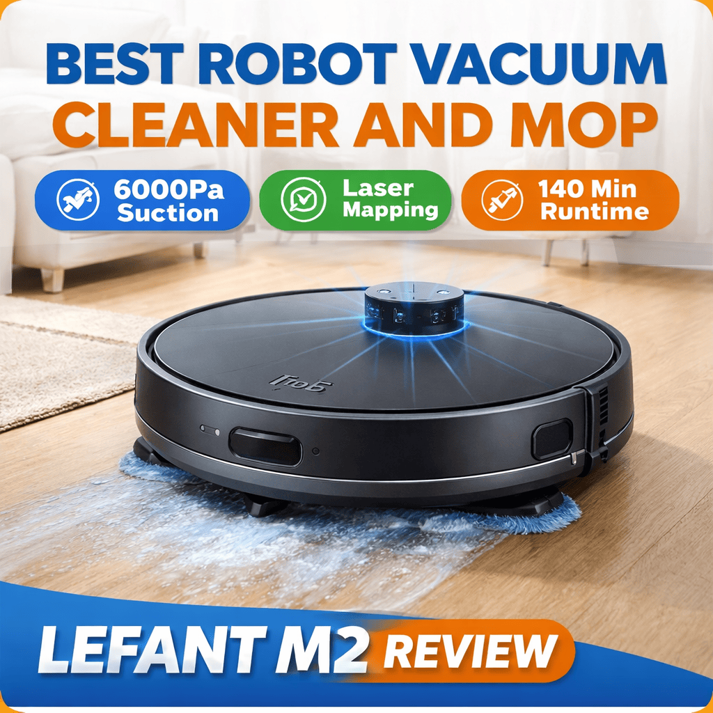 Lefant M2 best robot vacuum cleaner and mop with 6000Pa suction and laser navigation for UK homes
