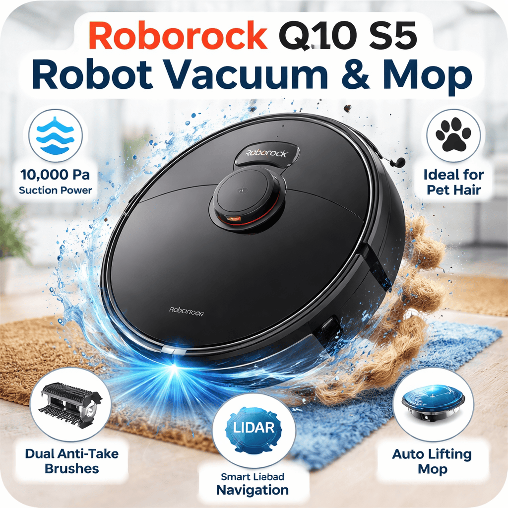 Roborock Q10 S5 robot vacuum cleaner with mop in UK home