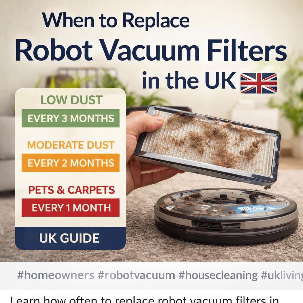 robot vacuum filter replacement timeline for UK homes every 1 to 3 months